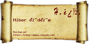 Hiber Ádám névjegykártya